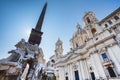 A lovely day of snow in Rome, Italy, 26th February 2018: a beautiful view of Navona Square under the snow Royalty Free Stock Photo