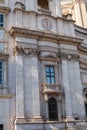 A lovely day of snow in Rome, Italy, 26th February 2018: a beautiful view of Saint Agnese in Agone in Navona Square under the snow Royalty Free Stock Photo