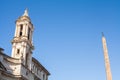 A lovely day of snow in Rome, Italy, 26th February 2018: a beautiful view of Saint Agnese in Agone in Navona Square under the snow Royalty Free Stock Photo