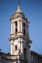 A lovely day of snow in Rome, Italy, 26th February 2018: a beautiful view of Saint Agnese in Agone in Navona Square under the snow Royalty Free Stock Photo