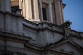 A lovely day of snow in Rome, Italy, 26th February 2018: a beautiful view of Saint Agnese in Agone in Navona Square under the snow Royalty Free Stock Photo