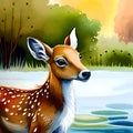 Lovely deer looking at the viewer - ai generated image