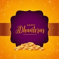 Lovely dhanteras festival card with golden coins