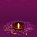 Lovely diwali diya with rangoli design