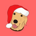 Happy Christmas with Santa Claus dog that wear Santa hat Royalty Free Stock Photo