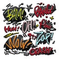 Lovely doodle style comic sound effects set