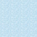 Drawn Easter seamless pattern outlined on a blue background, cute doodle eggs, great for textiles, banners, wallpaper