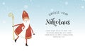 Lovely drawn Nikolaus character, , text in german saying