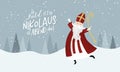 Lovely drawn Nikolaus character, , text in german saying \