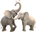 A charming elephant couple showcasing love and togetherness. Royalty Free Stock Photo