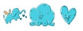 Lovely Elephants in cartoon flat style. Happy Valentine Day