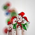 A lovely family hand drawn and finger of snowmen