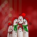 A lovely family hand drawn and finger of snowmen