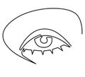 Lovely female eye with long eyelashes. Continuous line drawing illustration