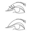 Lovely female eye with long eyelashes. Continuous line drawing illustration