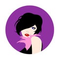 Lovely female face, retro style. Beauty icon, logo