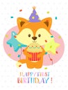 Lovely First Birthday Card Design Royalty Free Stock Photo