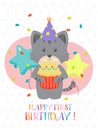 Lovely First Birthday Card Design Royalty Free Stock Photo