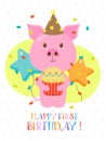 Lovely First Birthday Card Design Royalty Free Stock Photo