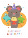 Lovely First Birthday Card Design Royalty Free Stock Photo