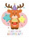 Lovely First Birthday Card Design Royalty Free Stock Photo