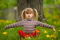 Lovely five-year girl sitting in grass Royalty Free Stock Photo