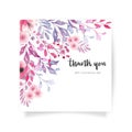 lovely floral card with thank you message vector illustration Royalty Free Stock Photo