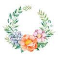 Lovely floral pastel wreath with peony,flower,leaves,tropical leaves