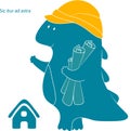 Lovely friendly dragon-builder with drawings and in helmet. Isol