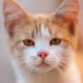 Lovely ginger cat close-up young clean face