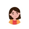Lovely girl, avatar of cute little brunette girl vector Illustration on a white background