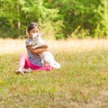 Lovely girl hugging her domestic white cat Royalty Free Stock Photo