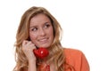 Lovely Girl on Telephone Royalty Free Stock Photo