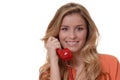 Lovely Girl on Telephone Royalty Free Stock Photo