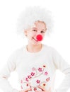 Lovely girl in white clown wig Royalty Free Stock Photo