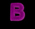Letter B of laughable luxurious pink hirs font isolated on black, laughable concept 3D illustration of symbols