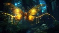 Lovely glowing or shining firefly in the night forest, nature concept Royalty Free Stock Photo