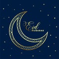 Lovely golden decorative eid moon and stars background