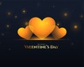 lovely golden hearts with light effect for valentines day