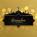 Lovely golden ramadan kareem greeting background