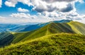 Lovely green grassy hills of mountain ridge