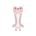 Lovely grey cartoon owlet bird character vector Illustration on a white background