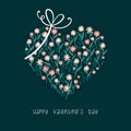 Lovely hand drawn flower heart, great for Valentine`s Day, Mother`s Day, greeting cards, banners, wallpapers - vector design Royalty Free Stock Photo