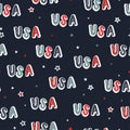 Lovely hand drawn patriotic seamless pattern, USA doodle background, great for 4th of July textiles, wrapping, banners, wallpapers