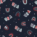 Lovely hand drawn patriotic seamless pattern, USA doodle background, great for 4th of July textiles, wrapping, banners, wallpapers