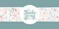 Lovely hand drawn and written Thanks Giving Design, cute pumpkins, leaves and font, great for Thanksgiving banners, wallpapers, Royalty Free Stock Photo