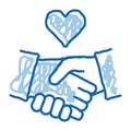 Lovely Handshake doodle icon hand drawn illustration