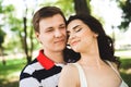 Lovely happy couple at a summer park Royalty Free Stock Photo