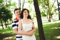 Lovely happy couple at a summer park Royalty Free Stock Photo