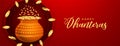 lovely happy dhanteras golden coin banner for wealth and prosperity
